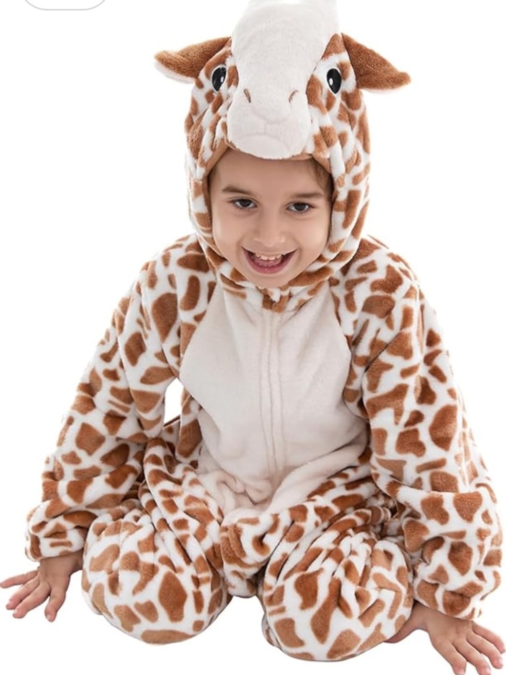 Kids Giraffe Plush Hooded Costume - Brown and Cream